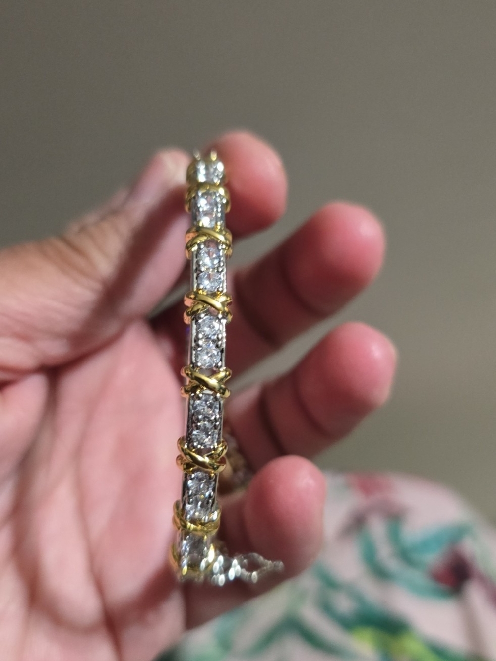 Gold and Silver Fashion Accesories Crystal Bar Bracelet - Women's Jewelry